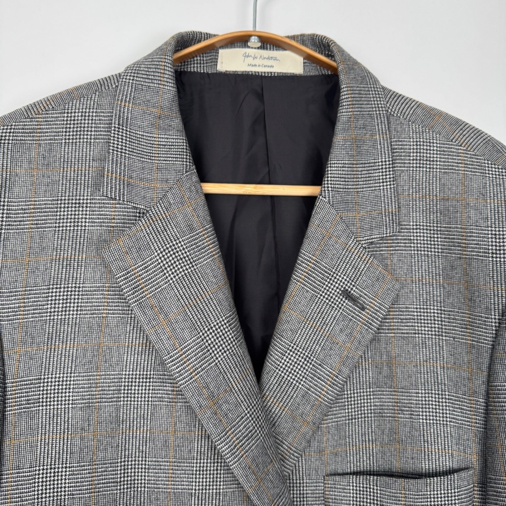 John W. Nordstrom Loro Piana Cashmere Silk Blazer Grey Glen Plaid 48L (44L)